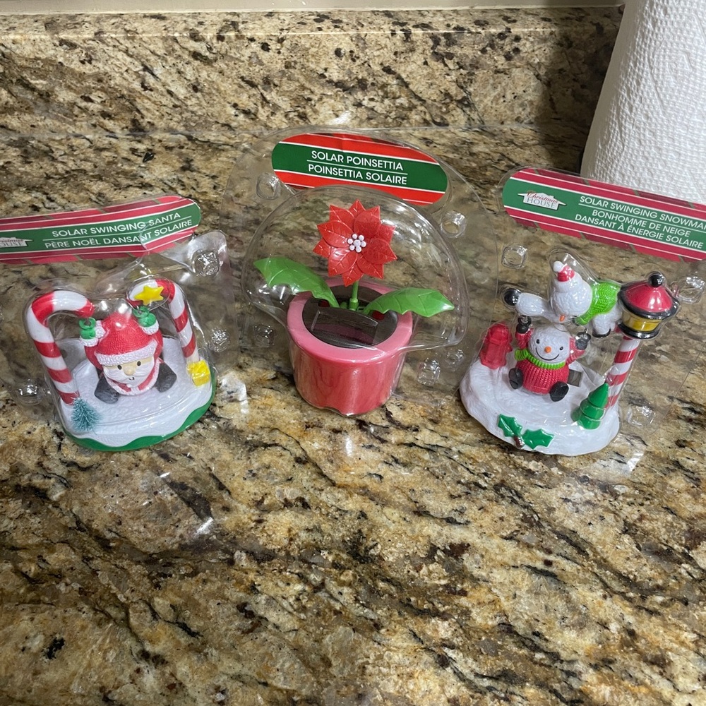 Solar Christmas Decorations Set of 3 -NIB